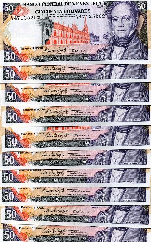 VENEZUELA 50 Bolivares 1998 P 65f UNC lot 10 pcs  